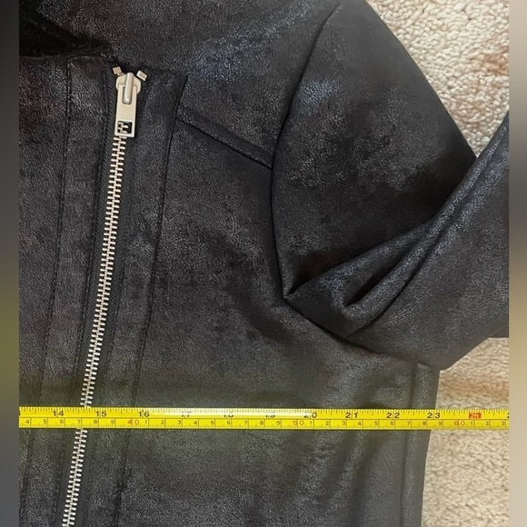 American Eagle Faux Suede Shearling Lined Distressed Moto Jacket,  Bl,  Sz XL - Picture 14 of 16